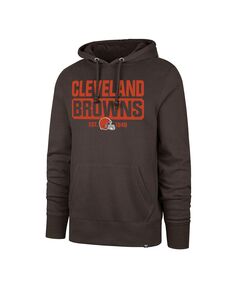 Мужской коричневый пуловер с капюшоном Cleveland Browns Box Out Headline &apos;47 Brand