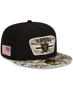 Мужская черная камуфляжная кепка Las Vegas Raiders 2021 Salute To Service 59FIFTY приталенная шляпа New Era