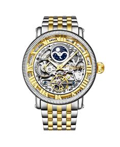 Мужские часы-браслет из нержавеющей стали золото-серебристого цвета 49 мм Stuhrling