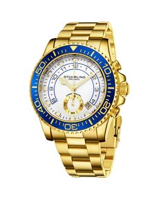 Мужские часы-браслет из нержавеющей стали золотистого цвета, 42 мм Stuhrling