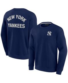Мужской и женский супермягкий пуловер темно-синего цвета с круглым вырезом New York Yankees Fanatics Signature