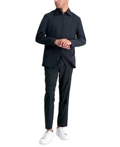 Мужские зауженные/сверхоблегающие классические брюки из габардина стрейч с плоской передней частью Kenneth Cole Reaction