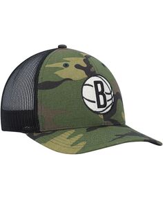 Мужская черная кепка Brooklyn Nets Trucker Snapback с камуфляжным принтом &apos;47 Brand