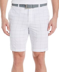 Мужские шорты для гольфа в клетку 9 дюймов с плоской передней частью для отпуска PGA TOUR
