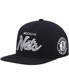 Мужская черная кепка Brooklyn Nets Hardwood Classics Script 2.0 Snapback Mitchell &amp; Ness