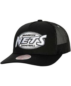 Мужская черная кепка Brooklyn Nets Team Seal Trucker Snapback Mitchell &amp; Ness