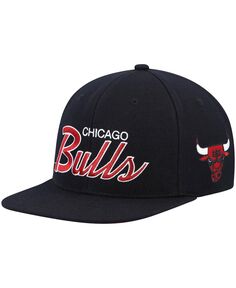 Мужская черная кепка Chicago Bulls Hardwood Classics Script 2.0 Snapback Mitchell &amp; Ness