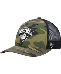 Мужская черная кепка New York Knicks Trucker Snapback с камуфляжным принтом &apos;47 Brand