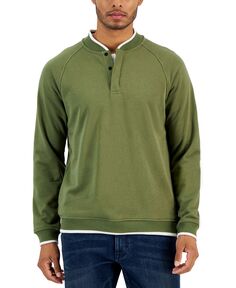 Пуловер на кнопках на четверть с длинными рукавами и бейсбольным воротником Alfani