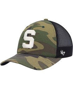 Мужская черная кепка Trucker Snapback с камуфляжным принтом и логотипом команды Michigan State Spartans Team &apos;47 Brand