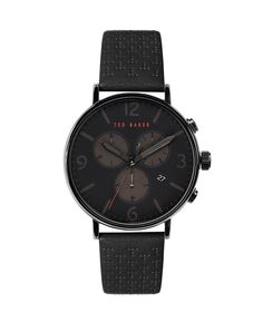 Мужские часы Barnett с подсветкой, черный кожаный ремешок, 41 мм Ted Baker