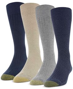 Набор из 4 мужских носков классической ткани и ребристой округлой формы Gold Toe