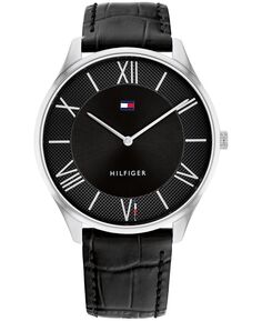 Мужские часы 2H с черным кожаным ремешком, 43 мм Tommy Hilfiger