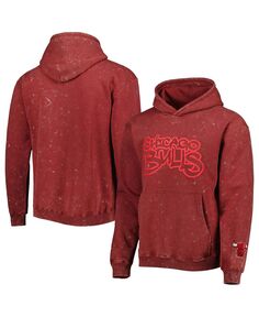 Мужской и женский пуловер с капюшоном Red Chicago Bulls Tonal Acid Wash The Wild Collective