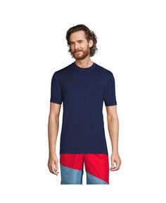 Мужская высокая футболка для плавания с короткими рукавами UPF 50, рашгард Lands&apos; End