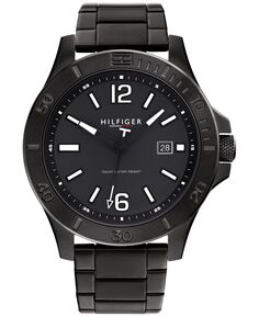 Мужские черные часы-браслет из нержавеющей стали, 46 мм Tommy Hilfiger