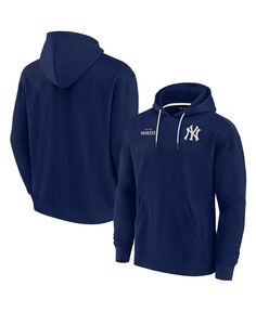 Мужской и женский темно-синий пуловер с капюшоном из супермягкого флиса New York Yankees Fanatics Signature