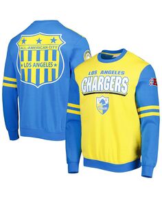 Мужской пуловер Los Angeles Chargers All Over 2.0 золотого цвета свитшот Mitchell &amp; Ness