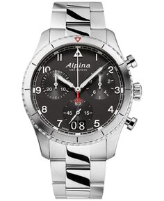 Мужские швейцарские часы-хронограф Startimer Pilot с браслетом из нержавеющей стали, 44 мм Alpina