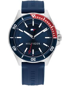 Мужские часы с синим силиконовым ремешком 43 мм Tommy Hilfiger