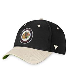 Мужская фирменная гибкая кепка черного и хаки Chicago Blackhawks True Classics Retro Flex Fanatics