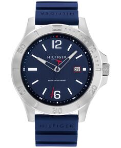 Мужские часы с синим силиконовым ремешком, 46 мм Tommy Hilfiger