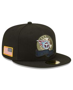 Мужская черная приталенная шляпа Tennessee Titans 2022 Salute To Service 59FIFTY New Era