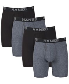 Мужские шорты Ultimate ComfortFlex Fit, 4 шт. Длинные влагоотводящие боксеры-боксеры Hanes