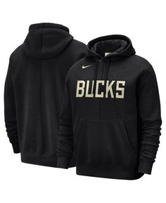 Мужской черный пуловер с капюшоном с разрезом Milwaukee Bucks Courtside Versus Stitch Nike