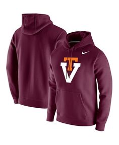 Мужской бордовый пуловер с капюшоном Virginia Tech Hokies в винтажном стиле и школьным логотипом Nike