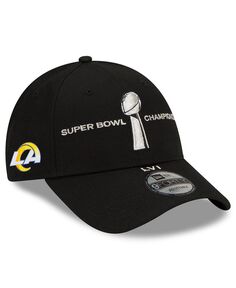 Мужская черная регулируемая кепка Los Angeles Rams Super Bowl LVI Champions Parade 9FORTY Snapback New Era