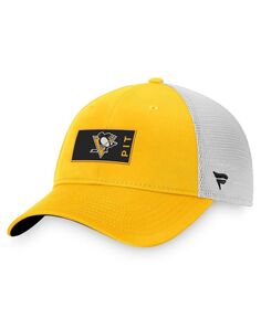 Мужская фирменная золотисто-белая кепка Pittsburgh Penguins Authentic Pro Rink Trucker Snapback Fanatics