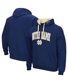 Мужской темно-синий пуловер с капюшоном Notre Dame Fighting Irish Big and Tall Arch и Logo 2.0 Colosseum
