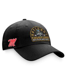 Мужская черная регулируемая кепка Ole Miss Rebels 2022 NCAA для бейсбольного колледжа, чемпионов Мировой серии, раздевалка для экипажа Top of the World