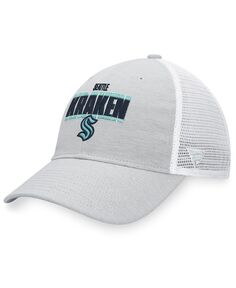 Мужская фирменная кепка с логотипом Heather Grey, White Seattle Kraken Team Trucker Snapback Fanatics