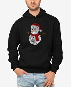 Мужская толстовка с капюшоном «Рождественский снеговик» Word Art LA Pop Art