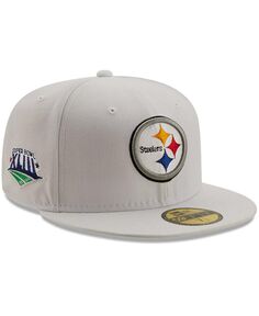 Мужская белая шляпа-комбинезон Pittsburgh Steelers Super Bowl XLIII с нашивкой золотого цвета 59FIFY New Era