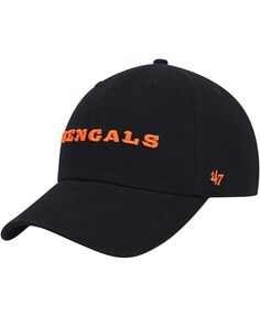 Мужская черная регулируемая шляпа Cincinnati Bengals Clean Up Script &apos;47 Brand