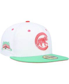 Мужская белая, зеленая облегающая шляпа Chicago Cubs Watermelon Lolli 59Fifty New Era