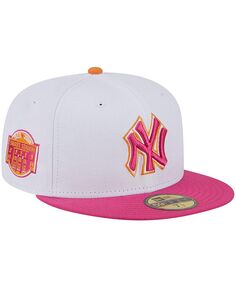 Мужская белая, розовая приталенная кепка New York Yankees Old Yankee Stadium 59FIFTY New Era