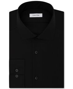 Мужская классическая рубашка приталенного кроя без глажки с раздвинутым воротником и узором «елочка» Calvin Klein