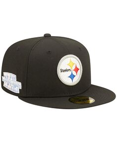 Мужская черная розовая толстовка Pittsburgh Steelers Super Bowl XL 59FIFTY, приталенная шляпа New Era
