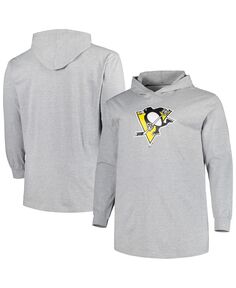Мужской пуловер с капюшоном Heather Grey Pittsburgh Penguins Big and Tall Profile