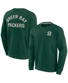 Мужской и женский зеленый супермягкий пуловер Green Bay Packers Crew Sweatshirt Fanatics Signature