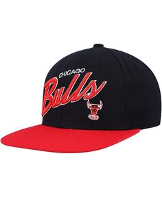 Мужская черная, красная приталенная шляпа Chicago Bulls Team Script 2.0 Mitchell &amp; Ness