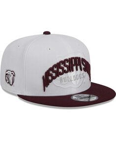 Мужская бело-бордовая двухцветная кепка Snapback 9FIFTY State Bulldogs Mississippi State Bulldogs New Era