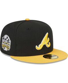 Мужская черная, золотая приталенная шляпа Atlanta Braves 59FIFTY New Era