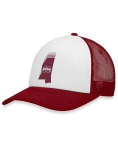 Мужская бело-бордовая кепка Snapback от Mississippi State Bulldogs Tone Down Trucker Snapback Top of the World