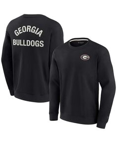 Мужской и женский супермягкий пуловер черного цвета с круглым вырезом Georgia Bulldogs Fanatics Signature