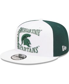 Мужская бело-зеленая кепка Snapback Michigan State Spartans Retro Sport 9FIFTY New Era